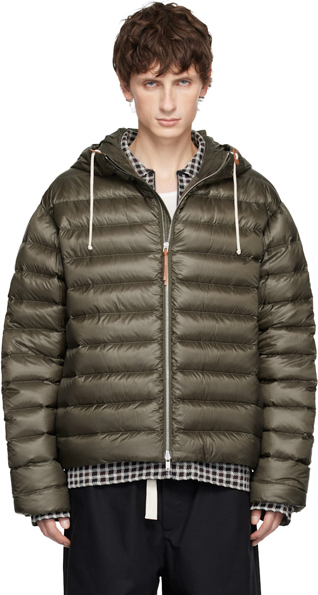 Jil Sander: Khaki Hooded Down Jacket | SSENSE