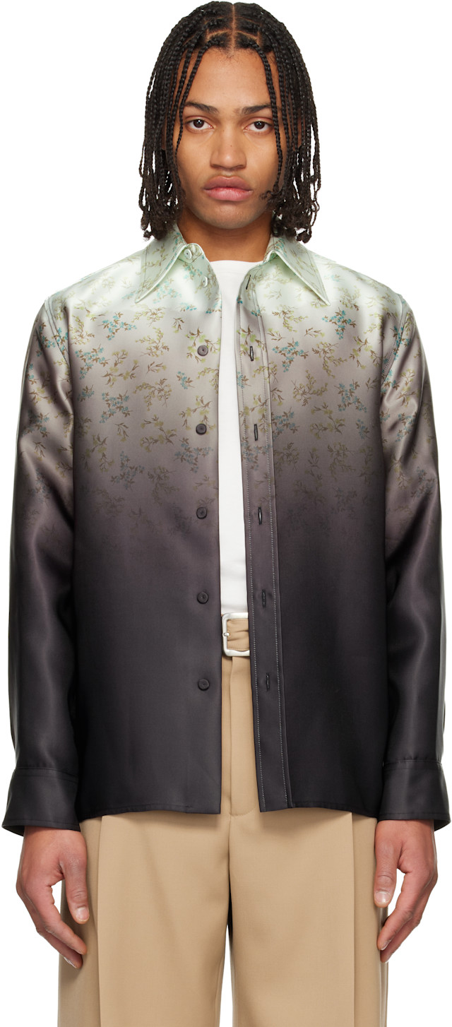 Jil Sander: Green & Black Floral Shirt | SSENSE