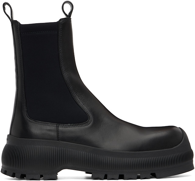 Jil Sander: Black Leather Chelsea Boots | SSENSE