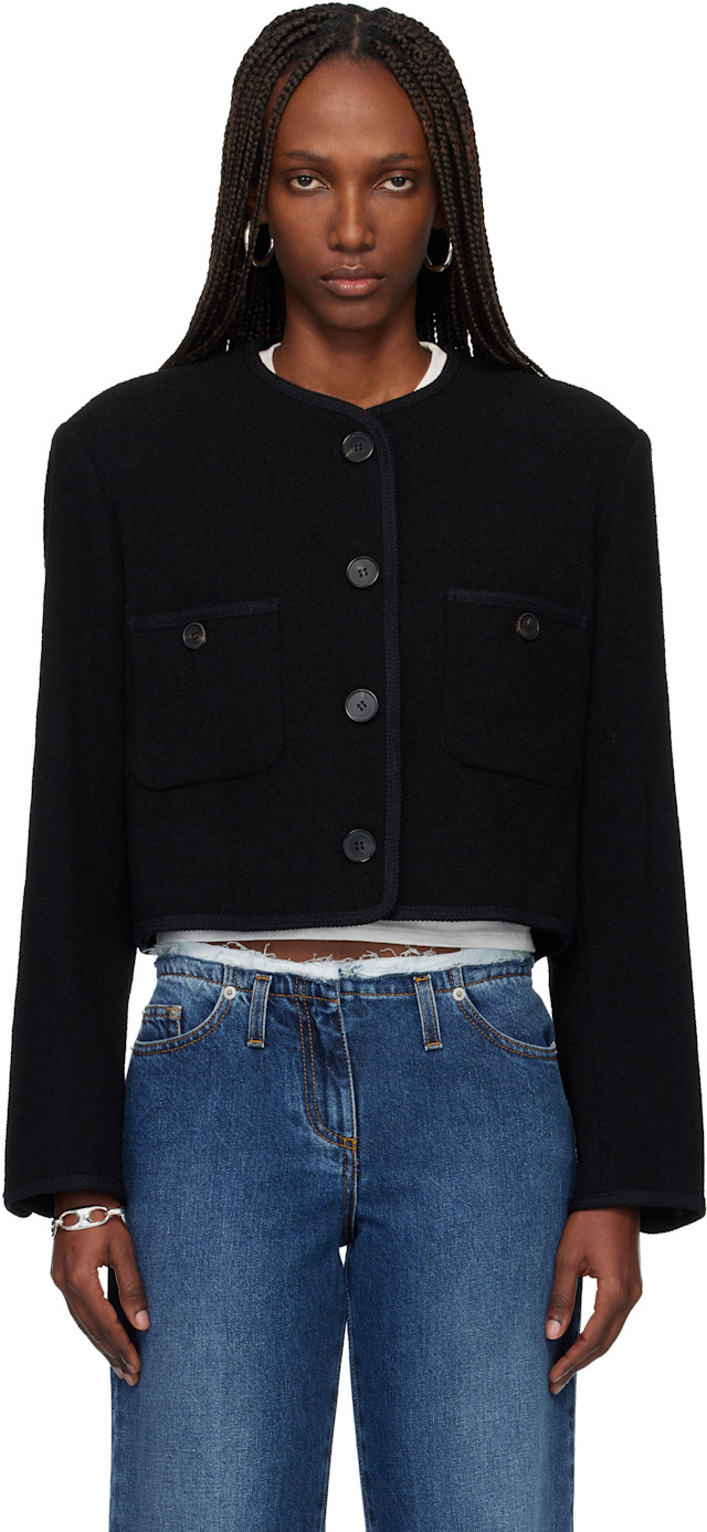 TONYWACK: Black Tweed Cropped Wool Jacket | SSENSE