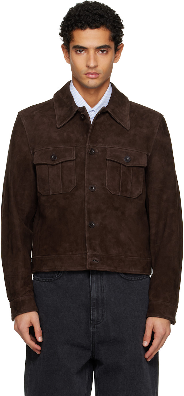 TONYWACK: Brown Trucker Suede Jacket | SSENSE