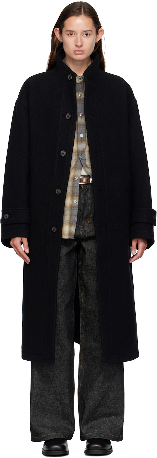 ジャケット・アウター Virgin Wool High-Neck Coat (Black) coor COOR: Black Virgin Wool High-Neck Coat | SSENSE Canada