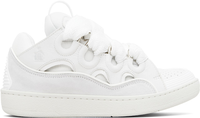 Lanvin: Off-White Leather Curb Sneakers | SSENSE