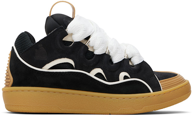 Lanvin: ブラック＆タン Curb レザースニーカー | SSENSE 日本