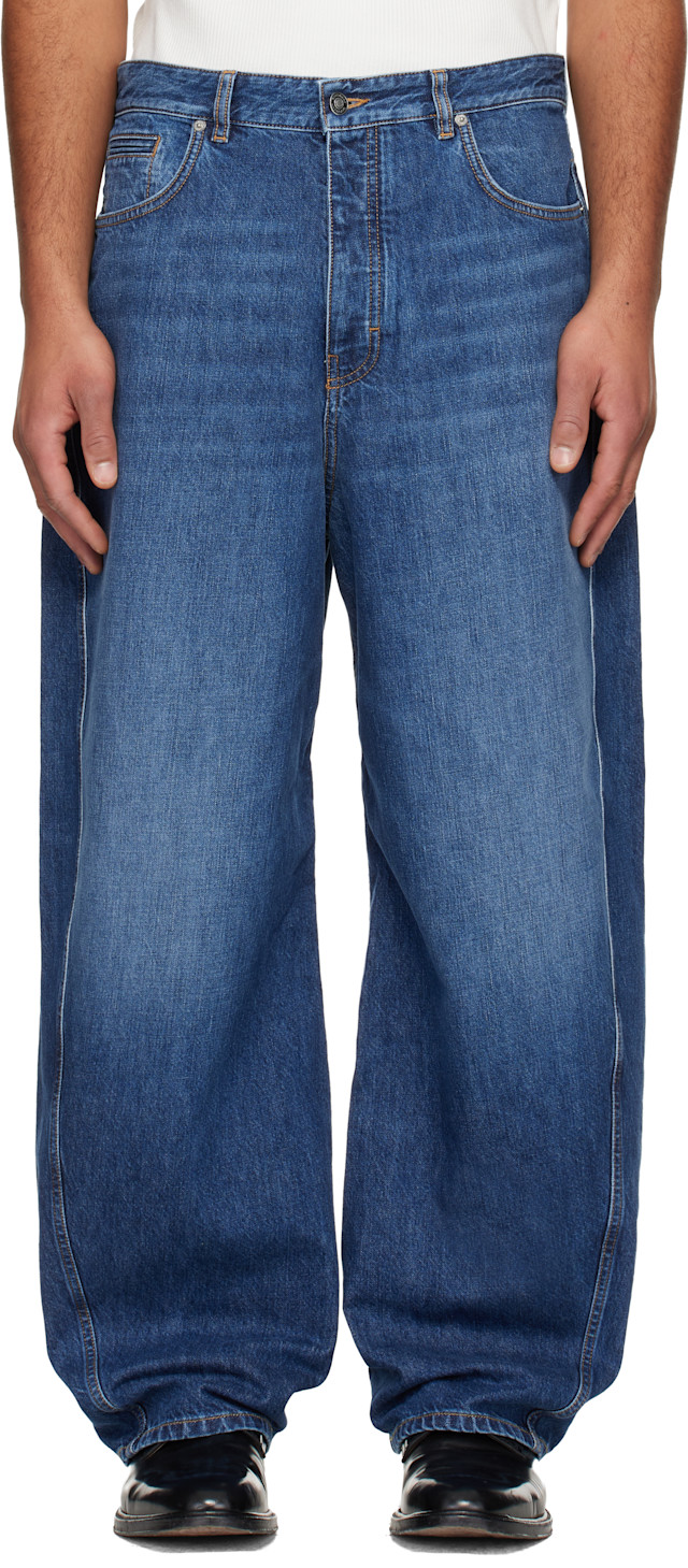 Givenchy: Blue Denim Couture Seam Washed Jeans | SSENSE