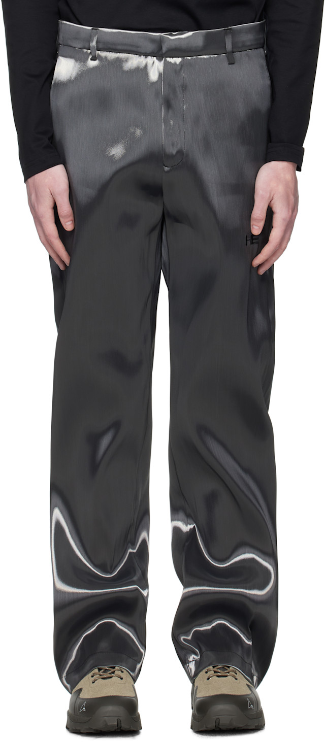 HELIOT EMIL: Gray Liquid Metal Trousers | SSENSE United Kingdom