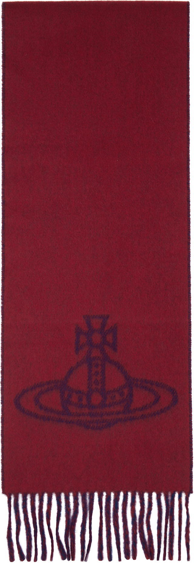Vivienne Westwood: Navy & Red Single Orb Double Scarf | SSENSE Canada