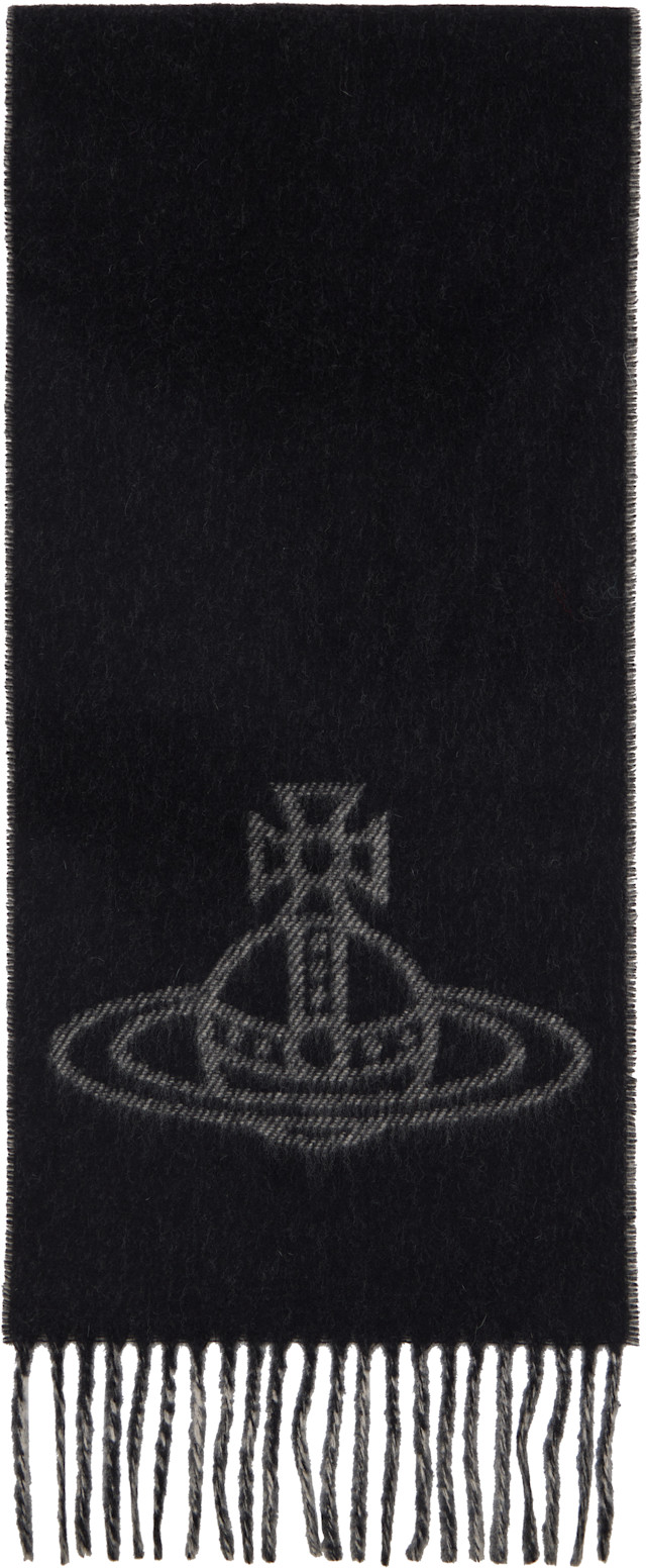 Vivienne Westwood: Black & Gray Single Orb Double Scarf | SSENSE
