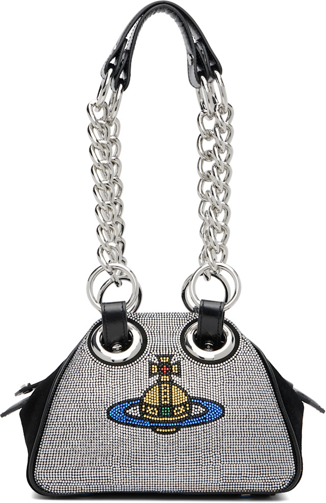 Vivienne Westwood: Black Hotfix Diamante Archive Chain Bag | SSENSE