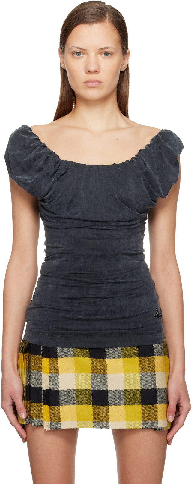 Vivienne Westwood: Gray Ginnie Jersey Top | SSENSE