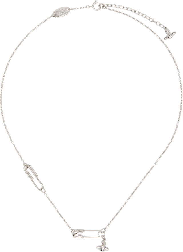 アクセサリー Vivienne SafetyPin Necklace PinkStone Vivienne Westwood: Safety Pin Pendant Necklace | SSENSE