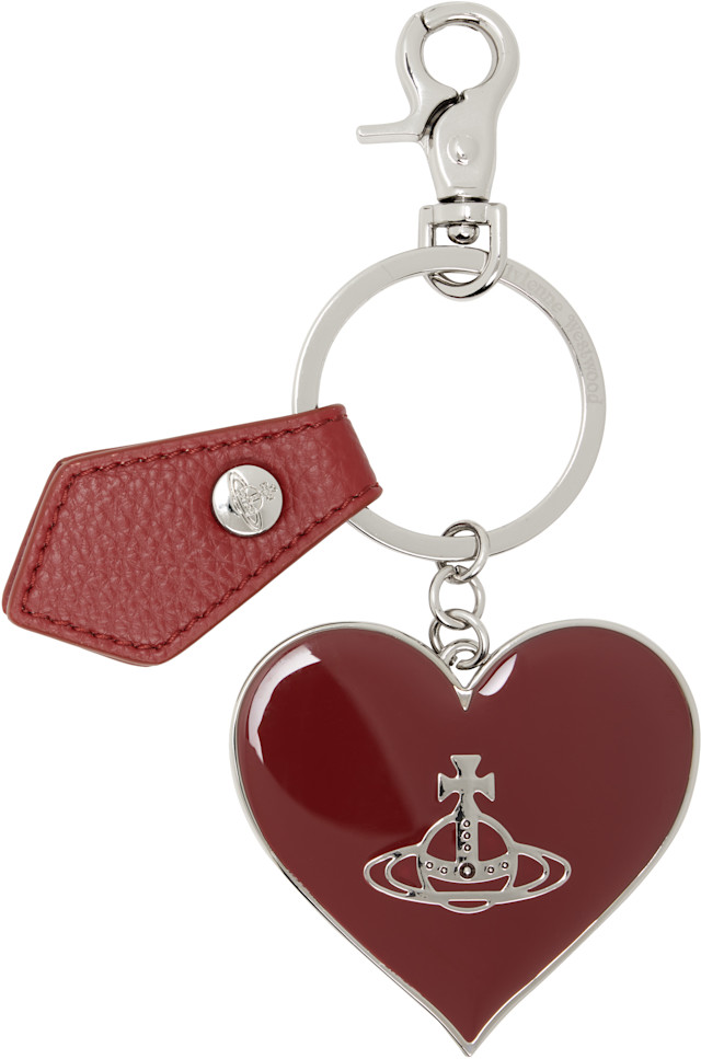 Vivienne Westwood: Red Mirror Heart Orb Keychain | SSENSE