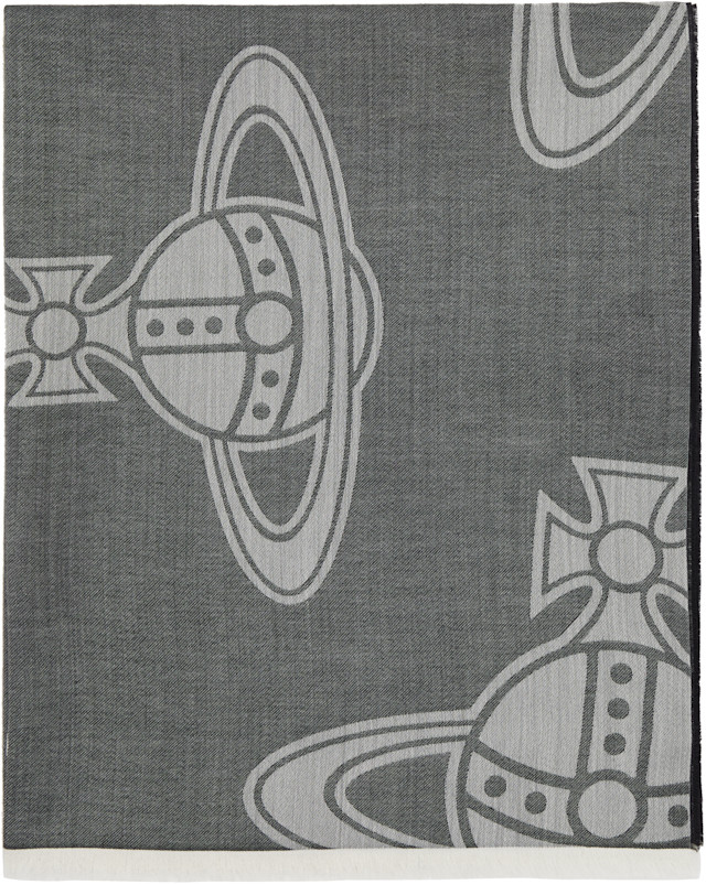 Vivienne Westwood: Gray & Black Paris Orb Stole Scarf | SSENSE