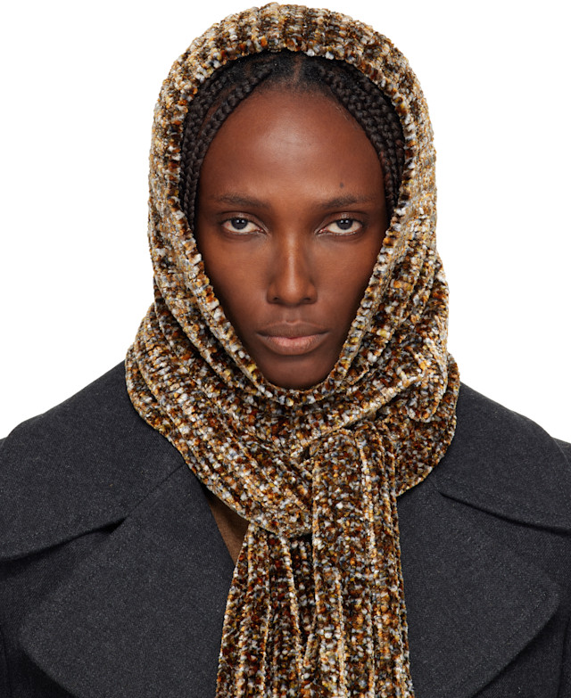 DRIES VAN NOTEN ダークブラウン ストール Dries Van Noten: Brown Hooded Scarf | SSENSE