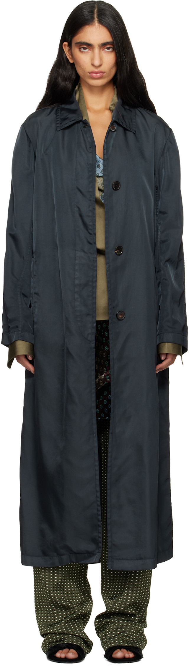 Dries Van Noten: Green Overdyed Coat | SSENSE