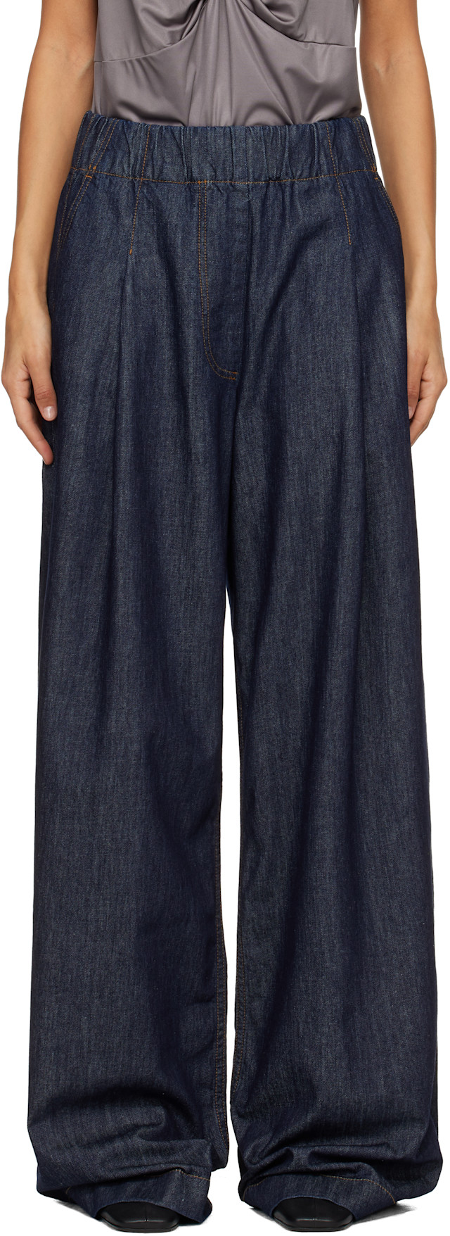 Dries van noten 定番ワイドデニムパンツ⭐︎ Dries Van Noten: ブルー ワイドレッグジーンズ | SSENSE 日本