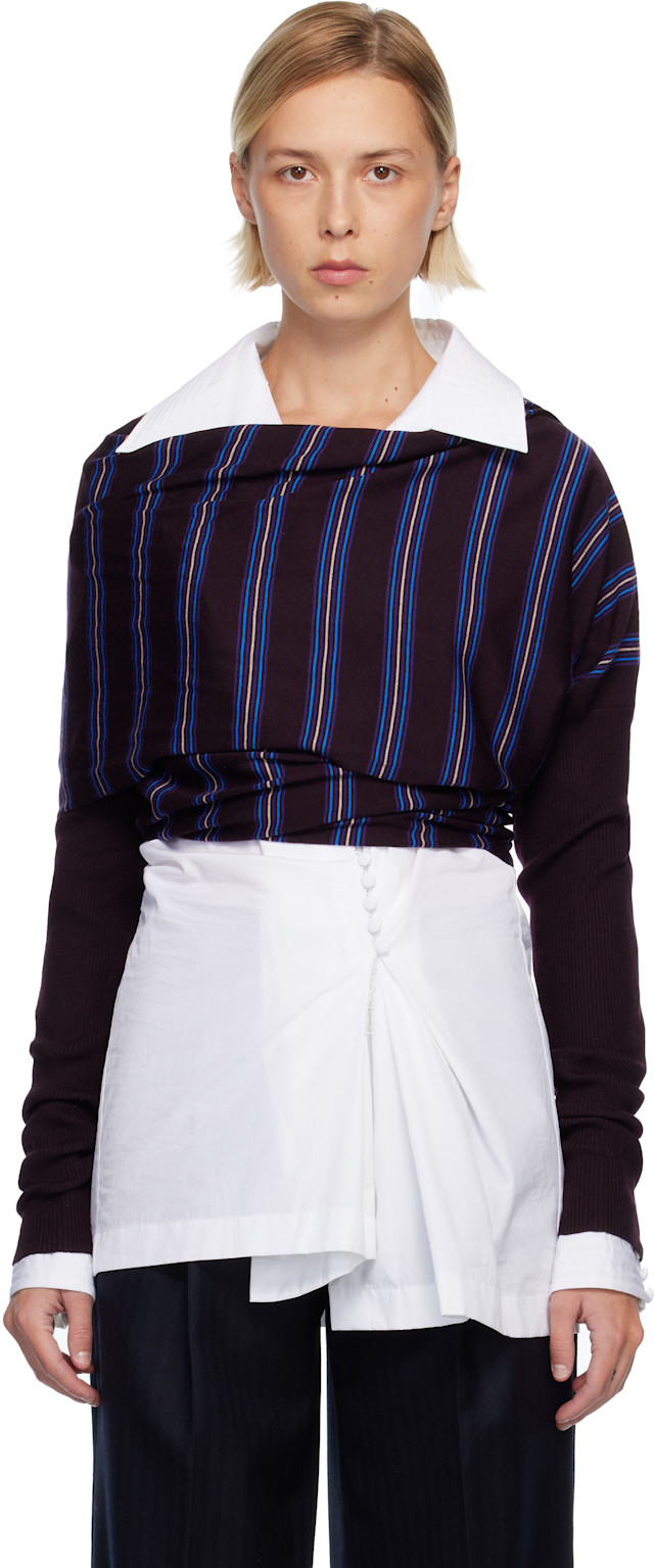 Dries Van Noten: Burgundy & Purple Merino Wool Bolero | SSENSE Canada
