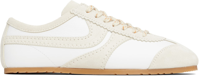 Dries Van Noten: White & Beige Suede Sneakers | SSENSE