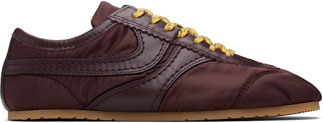 Dries Van Noten: Burgundy Nylon Sneakers | SSENSE