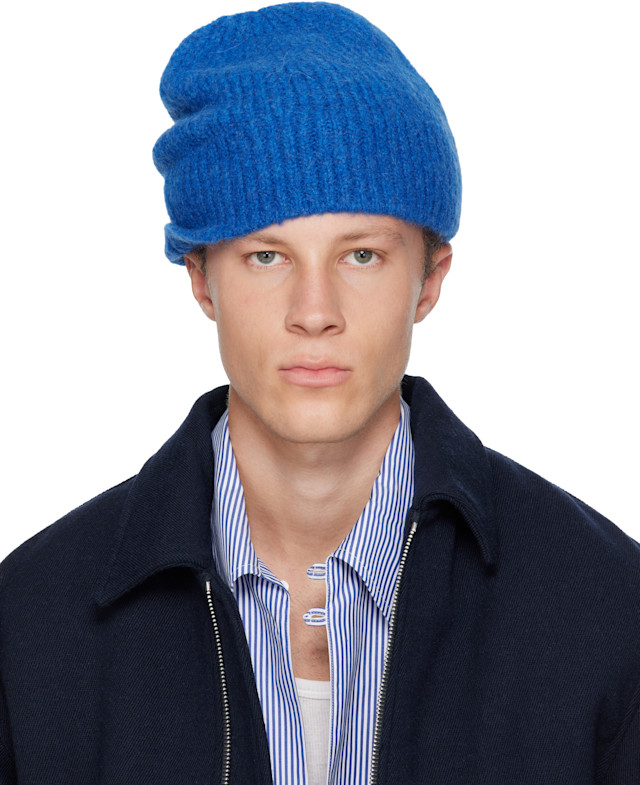 Dries Van Noten: Blue Alpaca Blend Beanie | SSENSE Canada