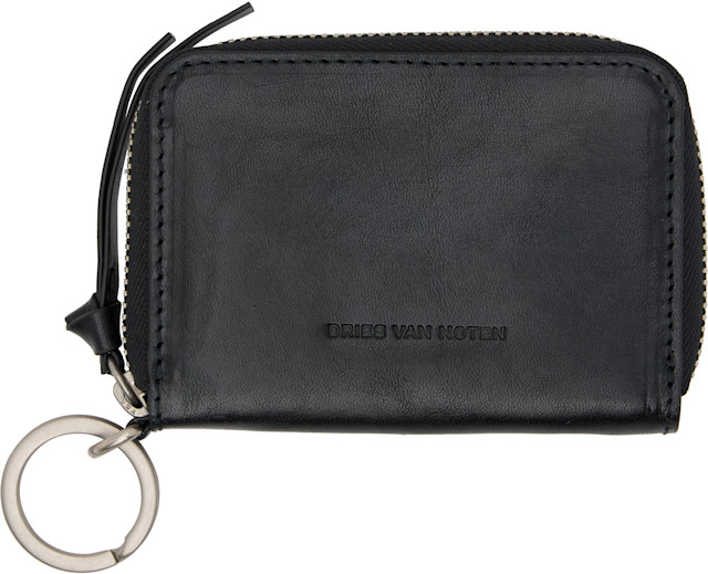 Dries Van Noten: Black Leather Card Holder | SSENSE Germany