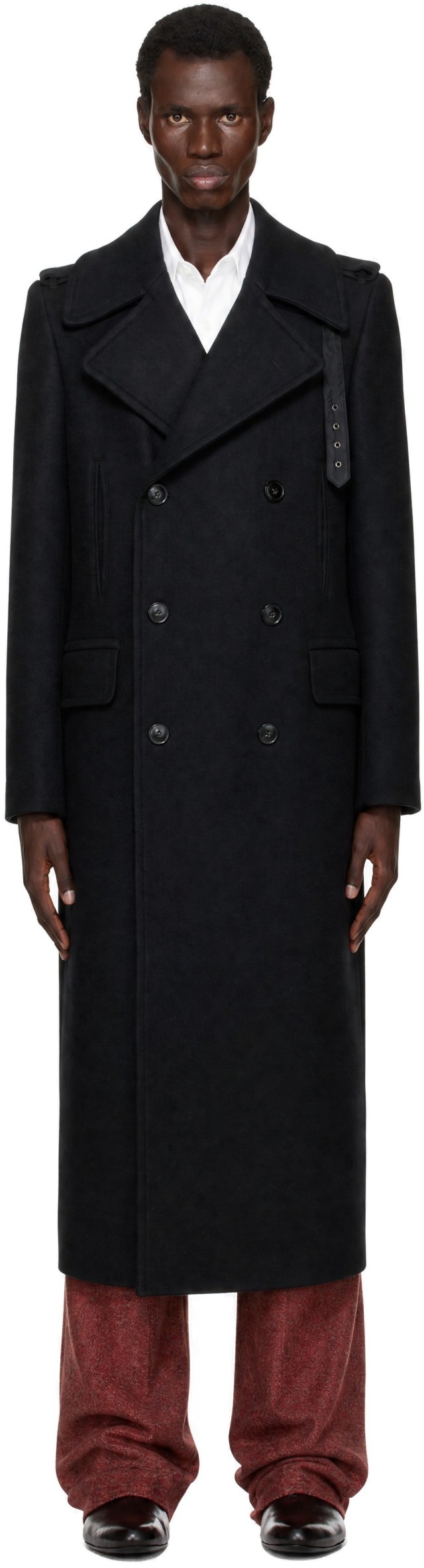 Dries Van Noten: ブラック ウール ロングコート | SSENSE 日本