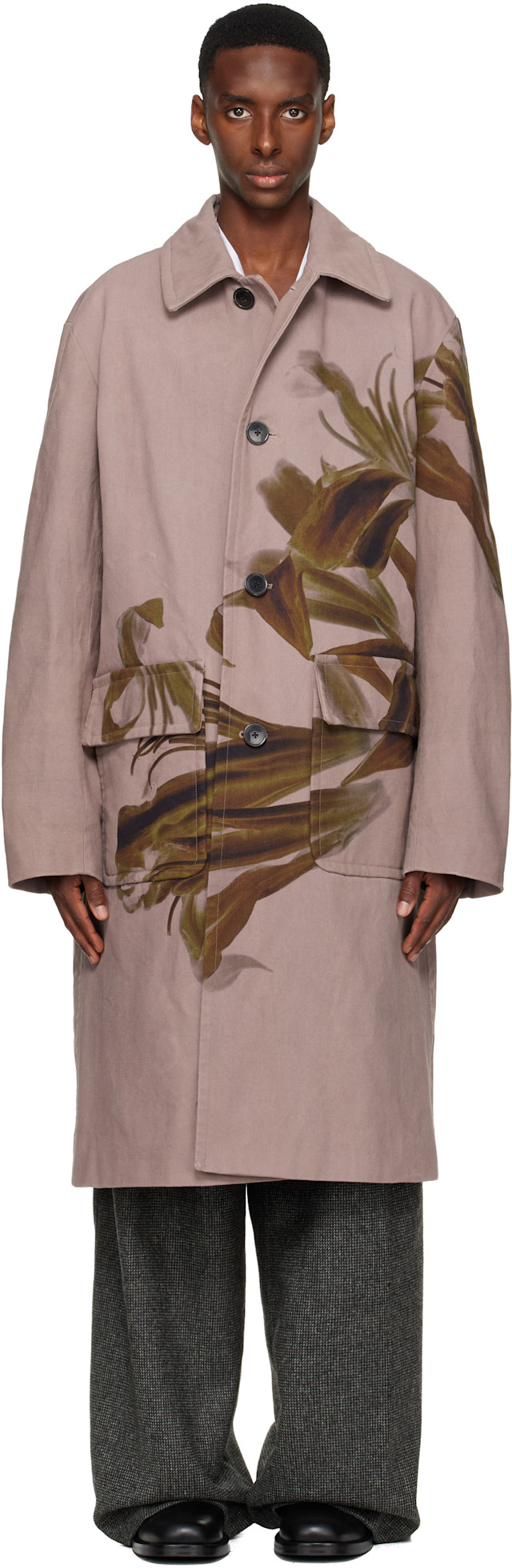 Dries Van Noten: Pink Floral Coat | SSENSE