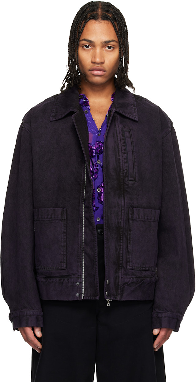 Dries Van Noten: Purple Patch Pocket Denim Jacket | SSENSE