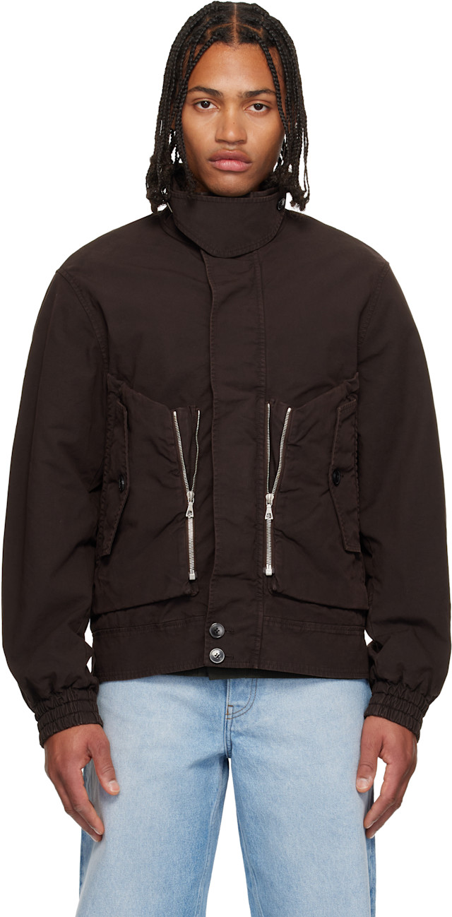 Dries Van Noten: Brown Overdyed Shell Jacket | SSENSE