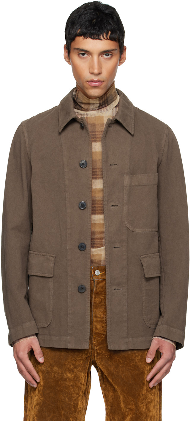 Dries Van Noten: Brown Twill Jacket | SSENSE