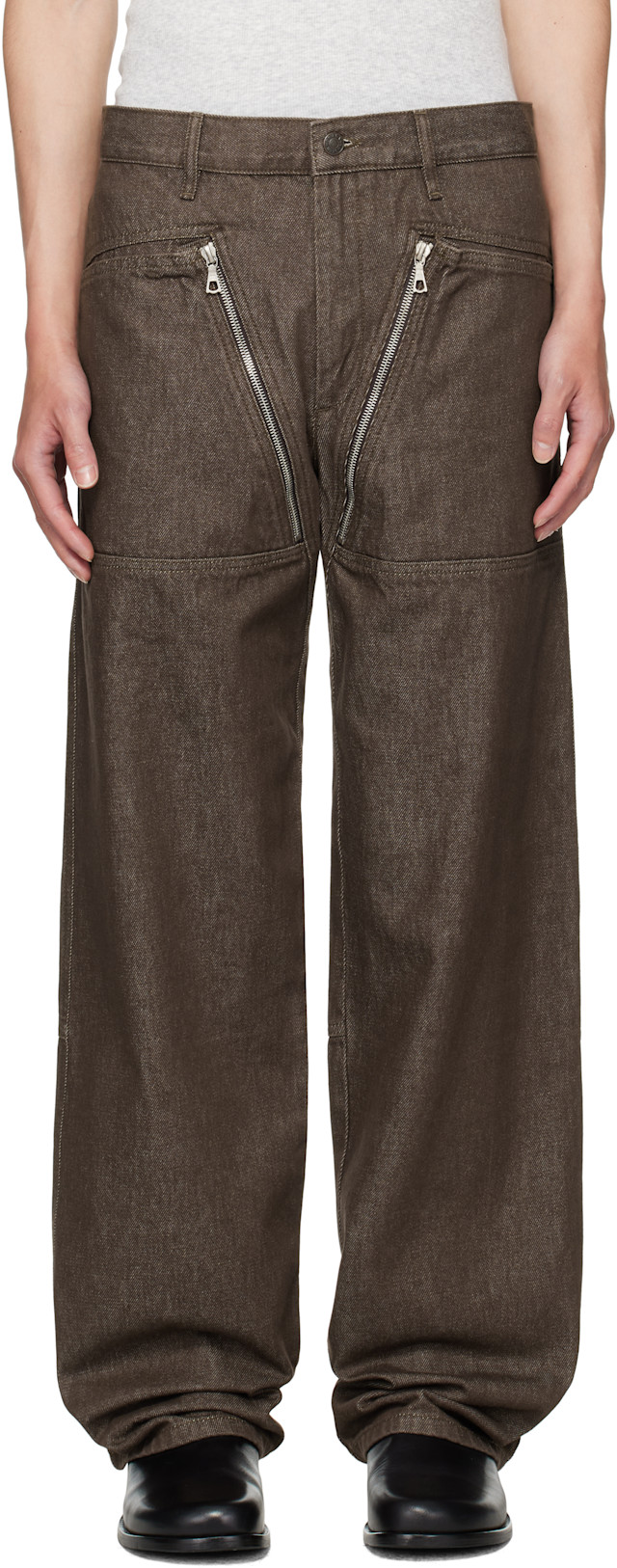 Dries Van Noten: Brown Paneled Jeans | SSENSE