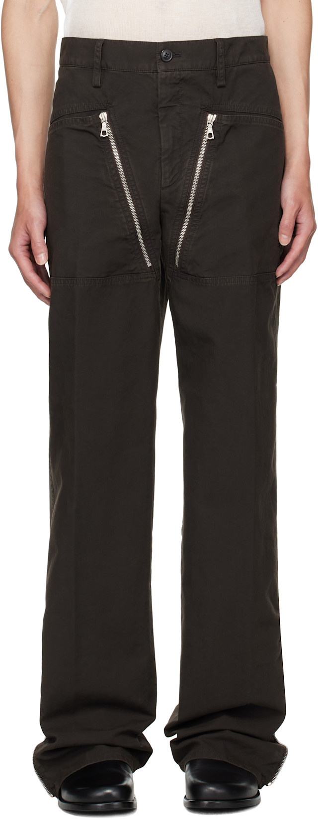 Dries Van Noten: Brown Paneled Trousers | SSENSE