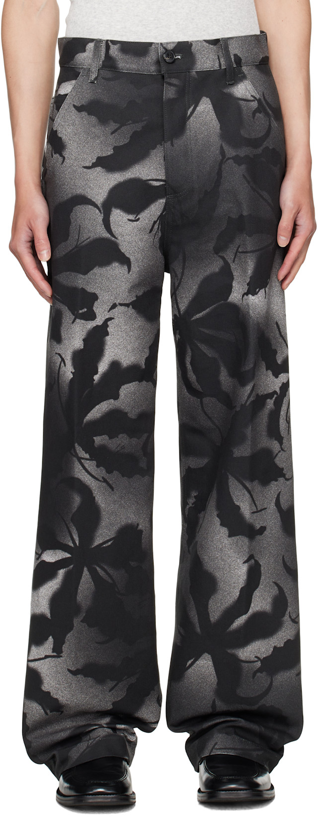 Dries Van Noten: Black Patterned Trousers | SSENSE