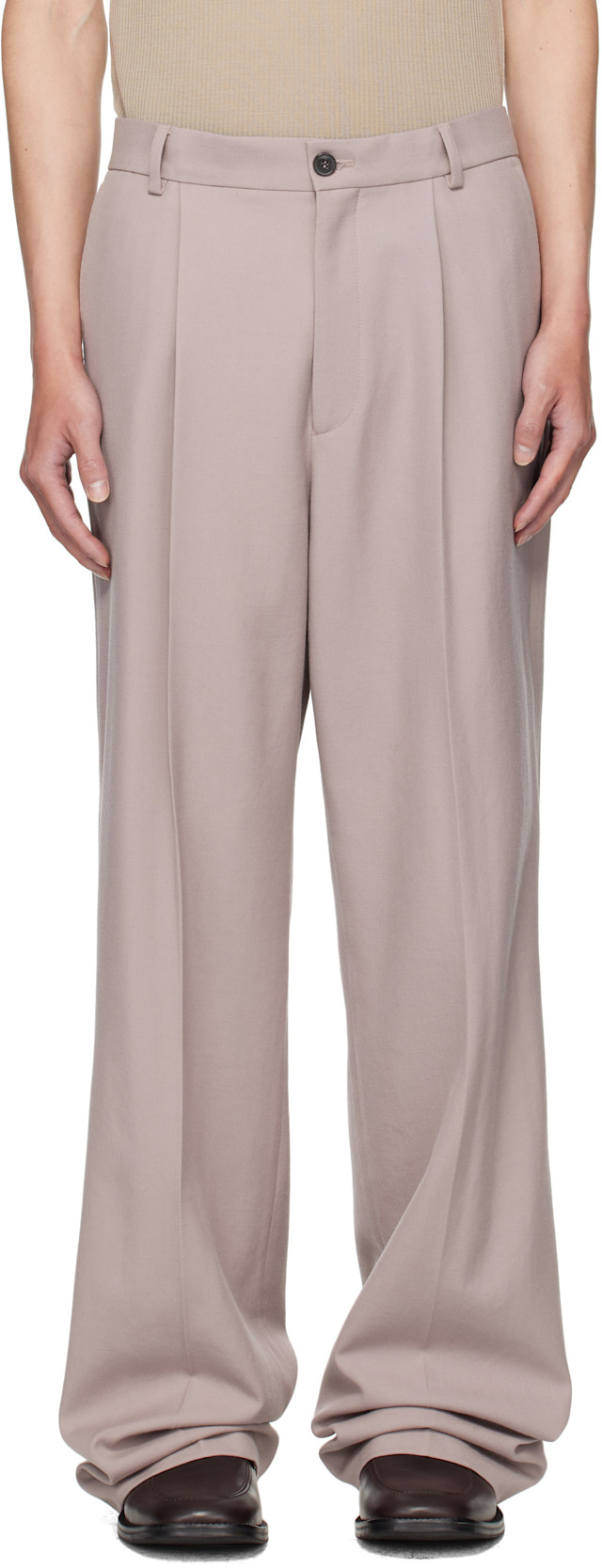 Dries Van Noten ワイドスラックス Dries Van Noten: Purple Pleated Trousers | SSENSE