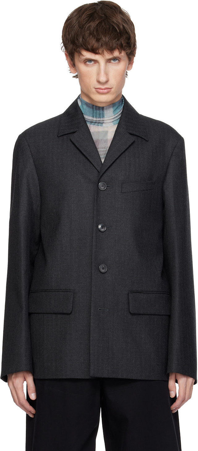 ヴァレンティノブティック 最高級ライン ヘリンボーン30万 テーラードジャケット Dries Van Noten: グレー ヘリンボーン ウール テーラードジャケット