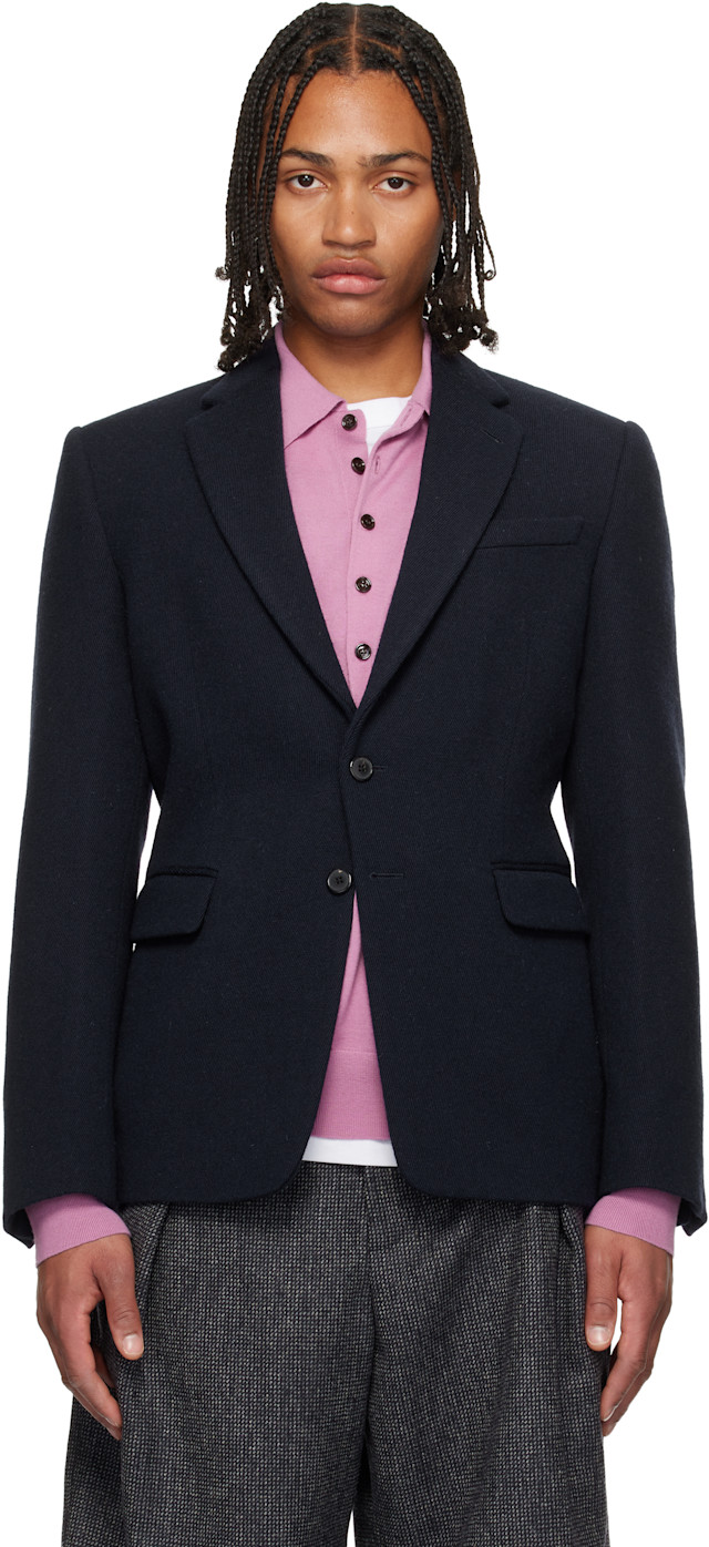 Dries Van Noten: Navy Wool Blazer | SSENSE