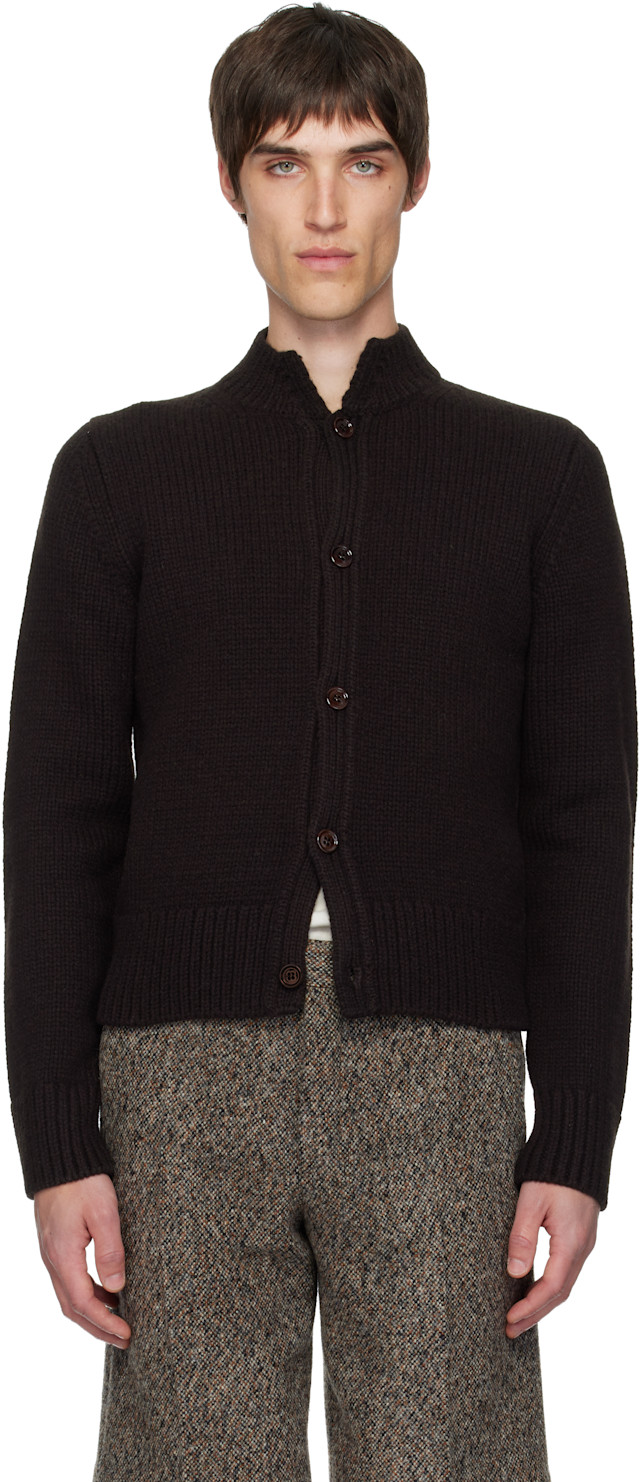 DRIES VAN NOTEN カーディガン Dries Van Noten: Brown Merino Wool Cardigan | SSENSE Canada