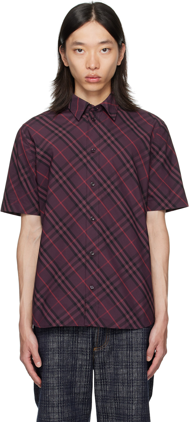 Burberry: Purple Robert Check Short Sleeve Shirt | SSENSE Canada