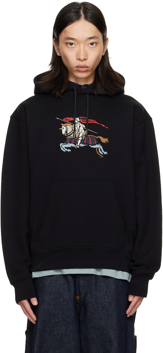 Burberry: Black EKD Hoodie | SSENSE