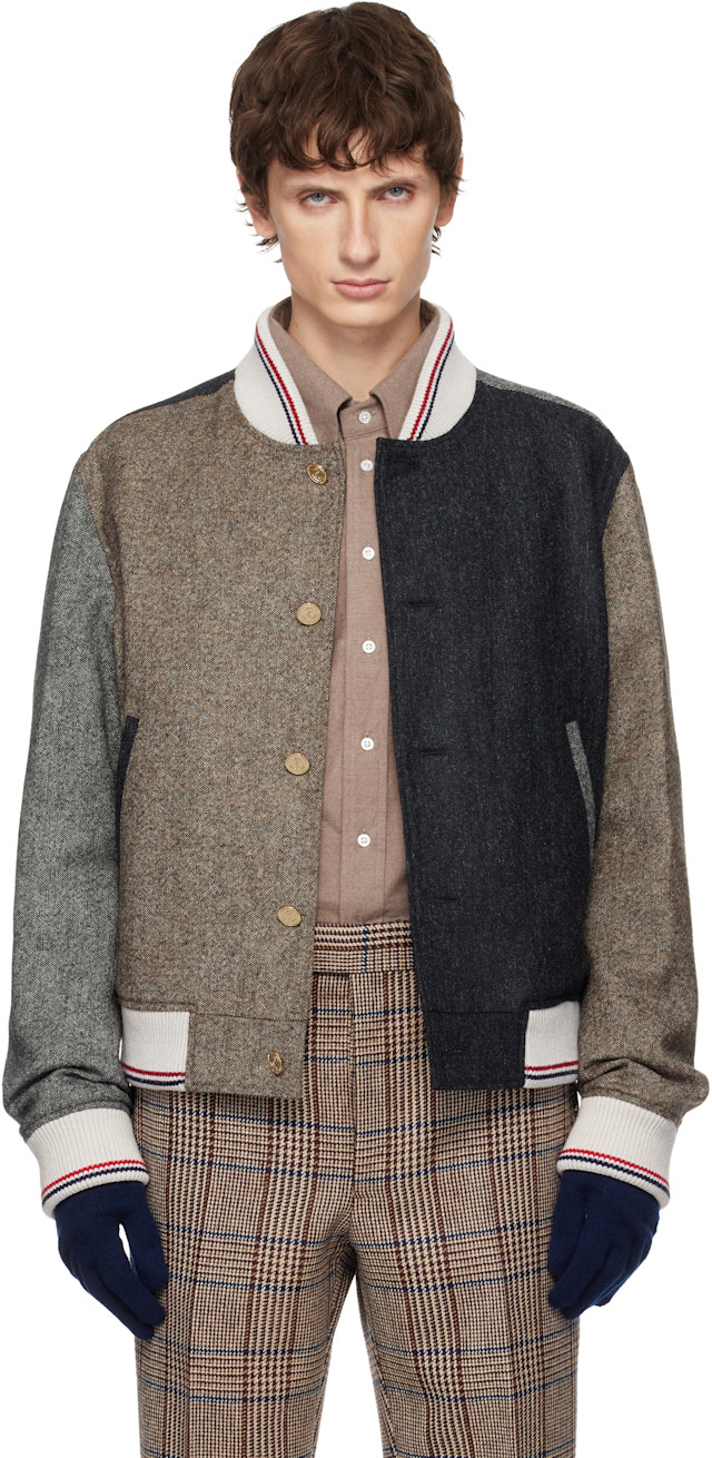 Thom Browne: Multicolor Button Up Bomber Jacket | SSENSE