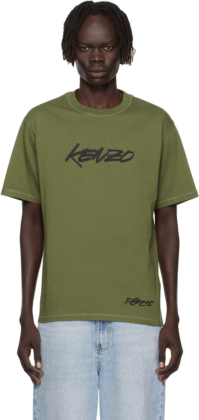 Kenzo: Khaki Kenzo Paris Futura 2000 Edition Cotton T-shirt | SSENSE