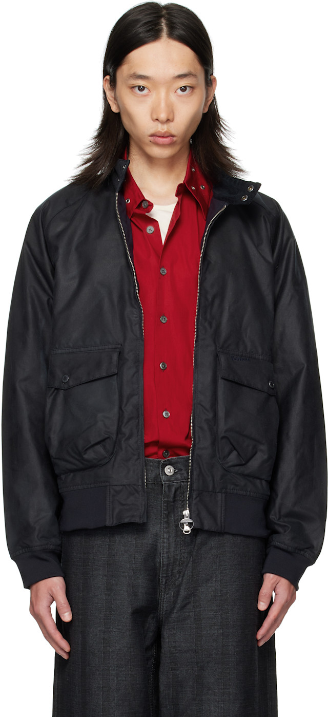 Barbour: ネイビー Modern Royston ワックス ジャケット | SSENSE 日本