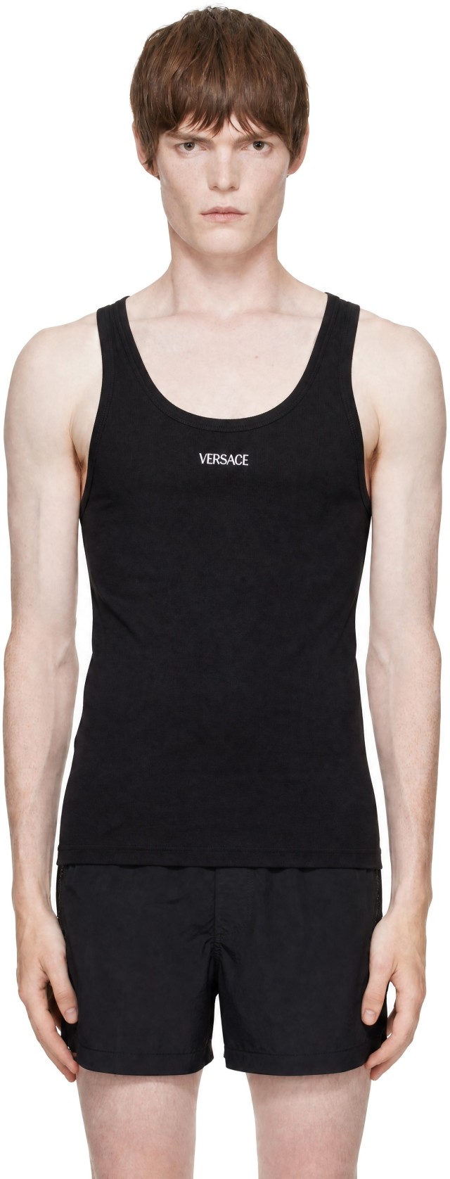 Versace: ブラック コットン リブタンクトップ | SSENSE 日本