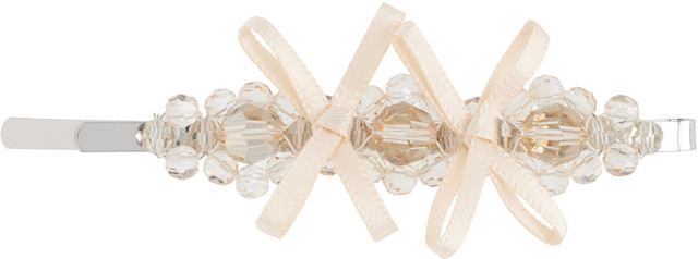 Simone Rocha hair clip シモーンロシャ　ヘアクリップ Simone Rocha: Beige Petite Bow Detail Flower Hair Clip | SSENSE