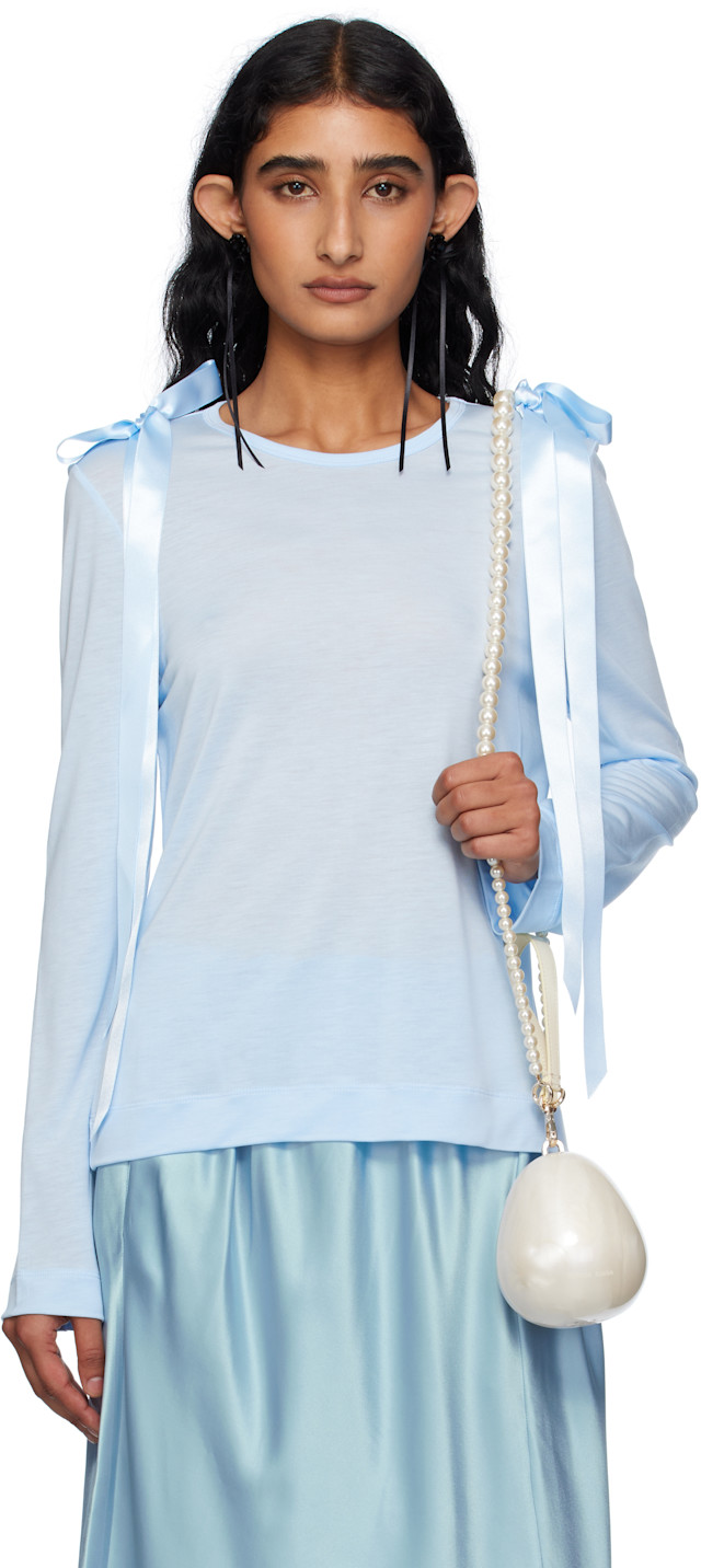 Simone Rocha: SSENSE Exclusive Blue Bow Ribbon Tail Long Sleeve T