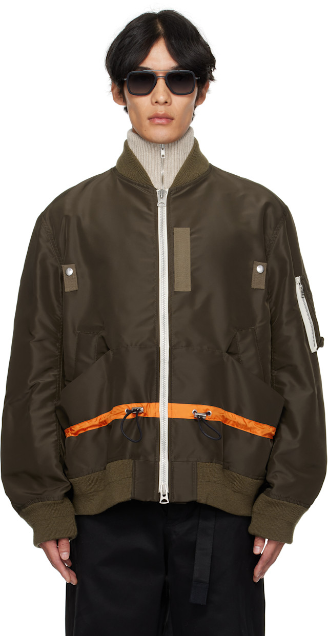 sacai: カーキ ナイロンツイル ブルゾン ボンバージャケット | SSENSE 日本