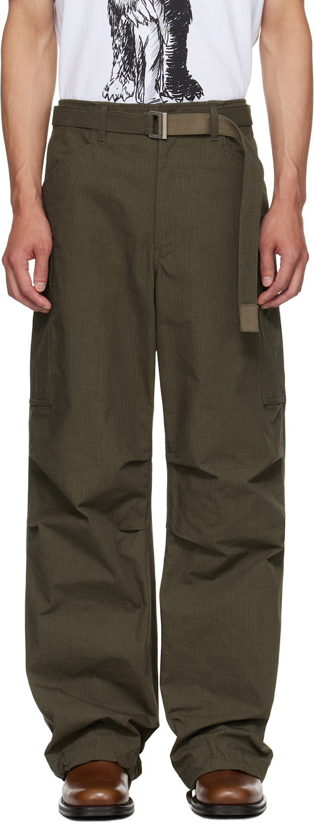 sacai: Khaki Ripstop Cargo Pants | SSENSE