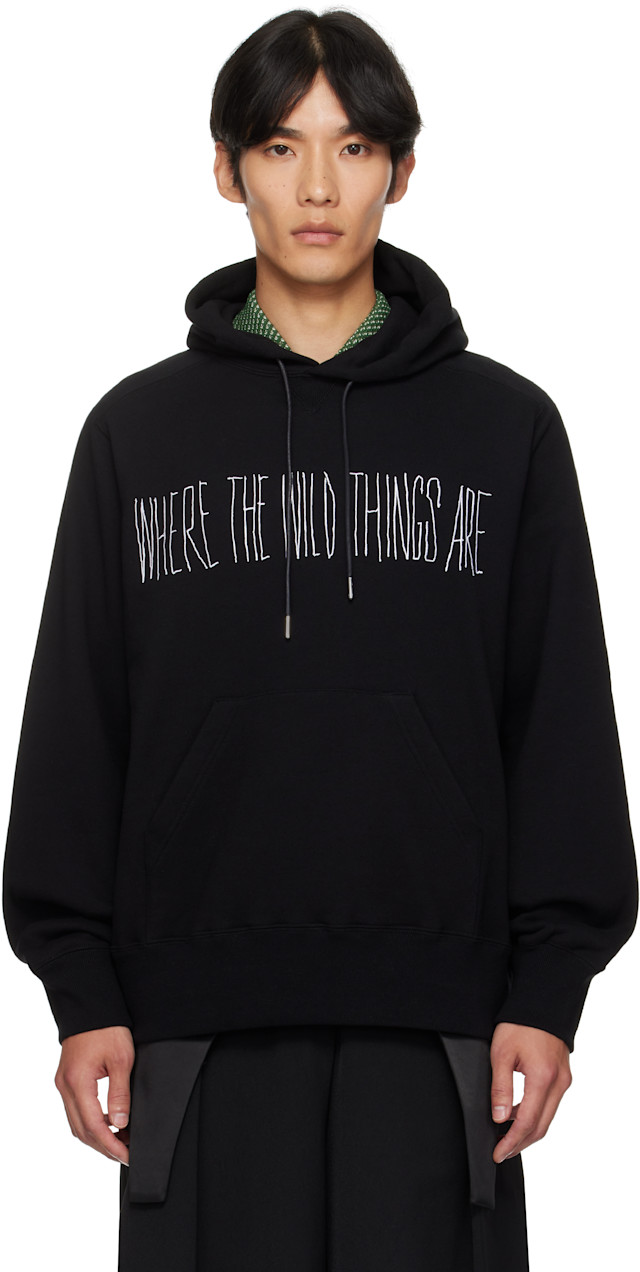 sacai: Black 'Where The Wild Things Are' Cotton Hoodie | SSENSE