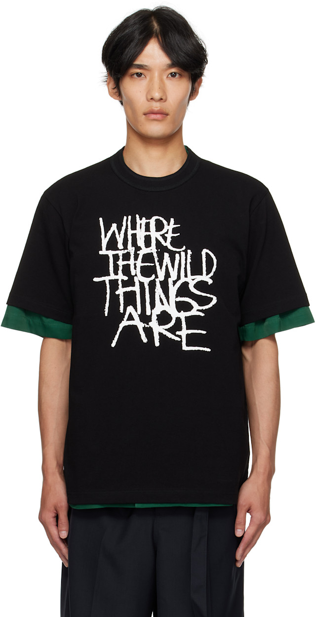 sacai: Black 'Where The Wild Things Are' T-shirt | SSENSE