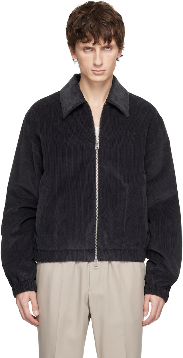 AMI Paris: グレー Ami de Coeur コットン パデッド ジップアップ
